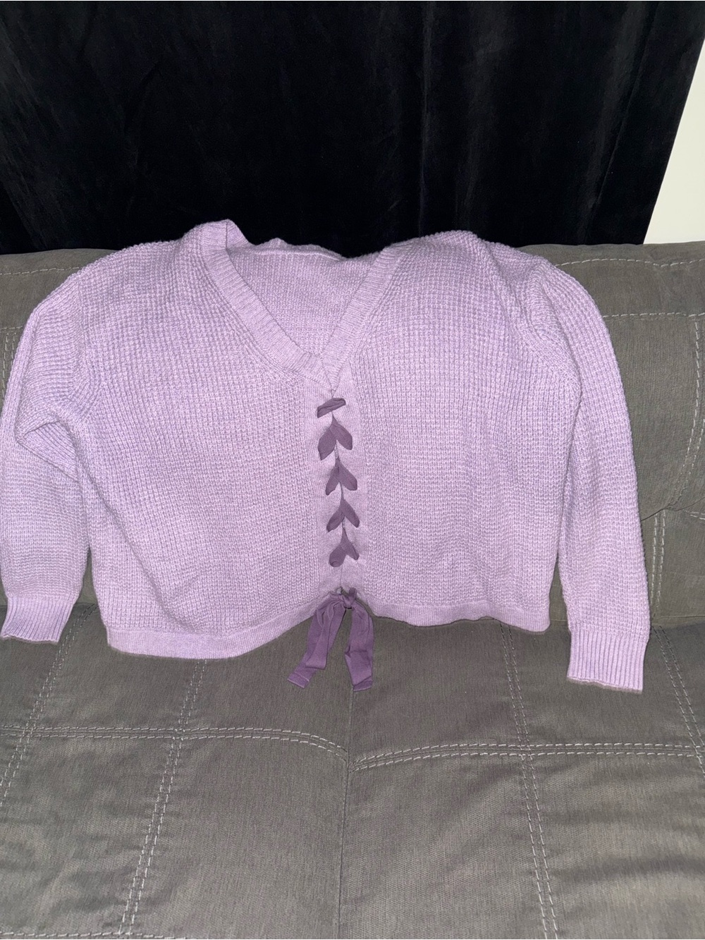 1. State Lavender V-Neck Tie-Front Sweater